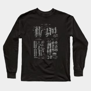 Clarinet Player Gift Patent Blueprints Long Sleeve T-Shirt